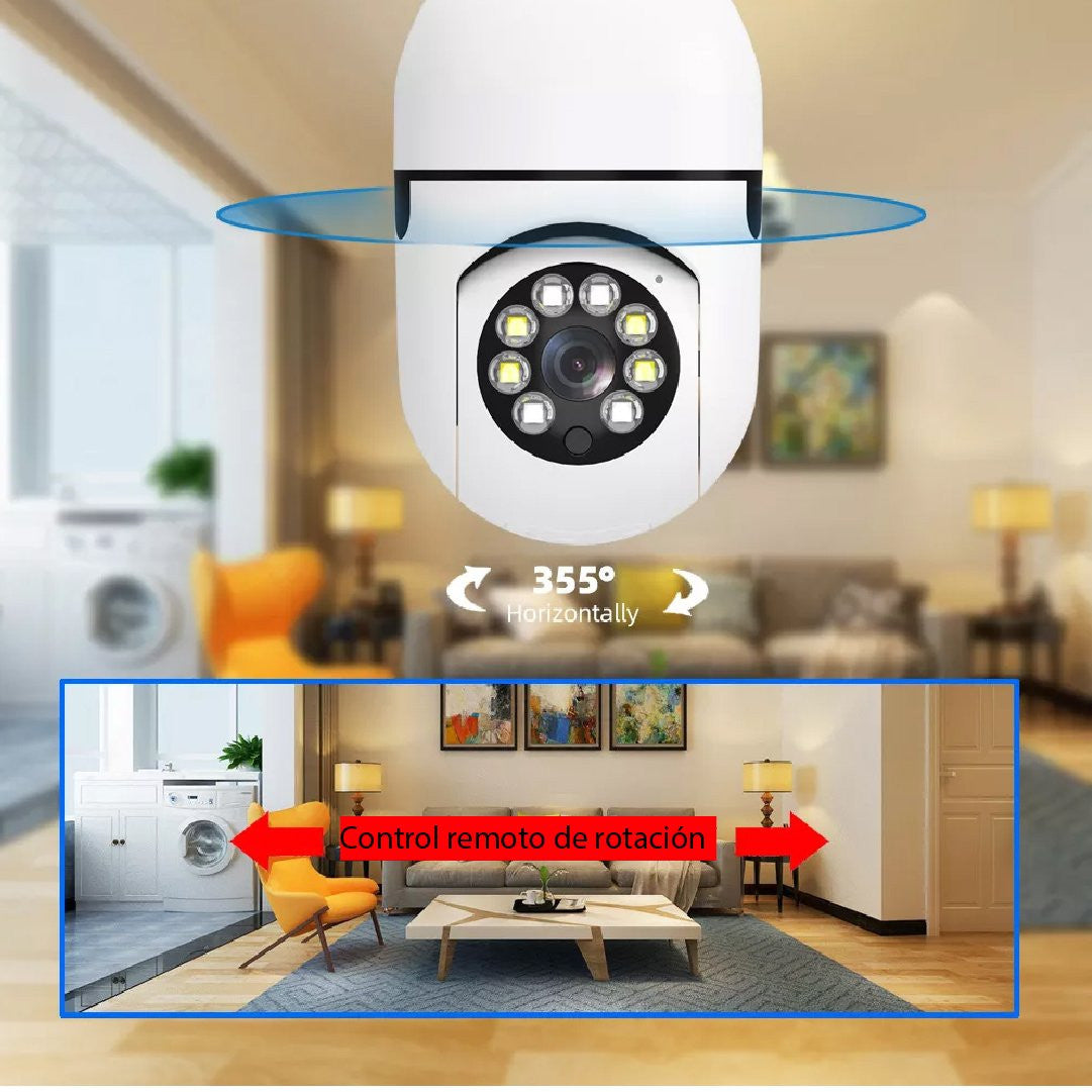 Cámara Bombillo Inteligente 360° – Seguridad Total para tu Hogar